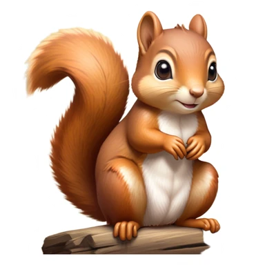 Cinematic Adorably Cute Squirrel Portrait Emoji, Perched with an alert, twinkling gaze and a playful tilt of its head, showcasing a small, nimble body with a bushy tail and delicate whiskers, Simplified yet irresistibly adorable features, highly detailed, glowing with a warm, sunlit glow, high shine, energetic and sprightly, stylized with an air of woodland whimsy, soft glowing outline, capturing the essence of a joyful squirrel that appears ready to scamper out of the screen with boundless charm! sticker