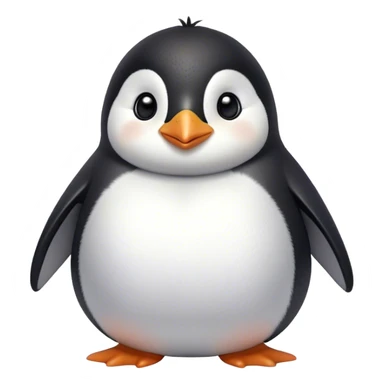 Cinematic chubby penguin, round fluffy body, tiny beak and feet, soft glowing feathers, gentle happy eyes, slightly tilted head, warm and irresistibly cute. sticker