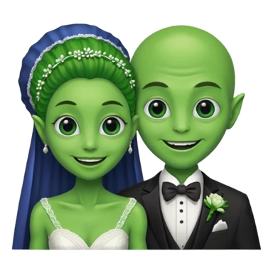 alien couple in wedding day sticker