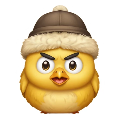 a grumpy chick wearing a hat emoji sticker