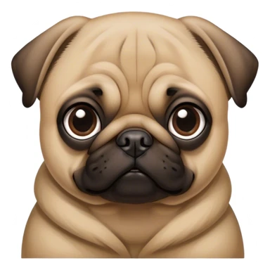 Cinematic Noble Fawn Pug Portrait Emoji, Poised and regal, with a compact, sturdy build and a sleek, well-groomed fawn coat, deep-set soulful dark eyes, Simplified yet sharp and sophisticated features, highly detailed, glowing with a soft, dignified glow, high shine, intelligent and spirited, stylized with an air of confidence, focused and attentive, soft glowing outline, capturing the essence of a watchful and commanding companion, so majestic it feels as though it could prance out of the screen with effortless authority! sticker