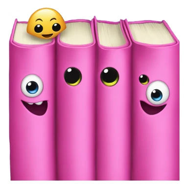 Aesthetic stack of pink books with a monster in the background sticker