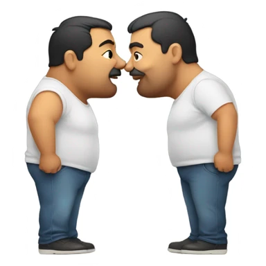 Two fat men kiss sticker
