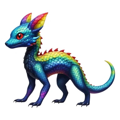 Rainbow Scaley Exotic Salandit-Aurorus-Umbreon-Fakémon-hybrid-creature (full body), 4 legs sticker