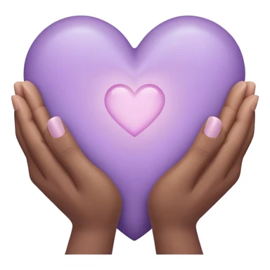 Hands joined in prayer with a pale purple heart sticker