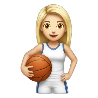 White skin female playing football with basket ball sticker