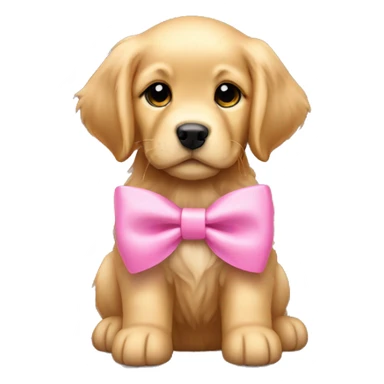 Golden retriever puppy with pink bow sticker