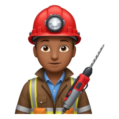 a mole with drill, worker cloth, red helmet, headlamp sticker