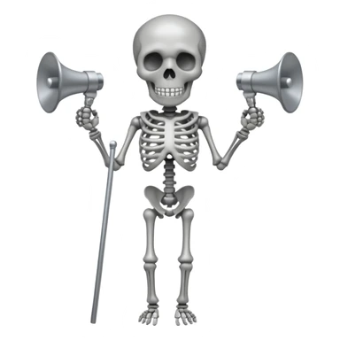 HEADLEESSKELETON BUT A ROD ON THE HEAD PLACE ON THE ROD THERES TWO MEGAPHONES ON OPPOSITE SIDES ON THE ROD sticker