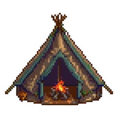 green and yellow camping tent sticker