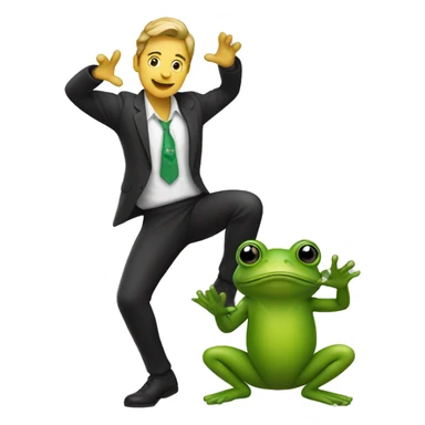 A person doing the samba with a frog using accurate scale sticker