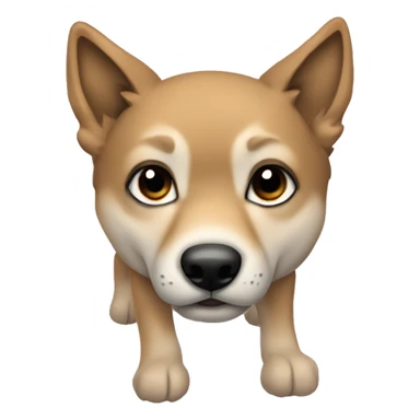 4 short legs a light brown puppy-like wolf with black ears sticker