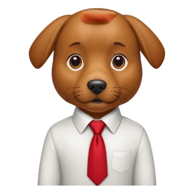 brown dog with red tie,white shirt sticker