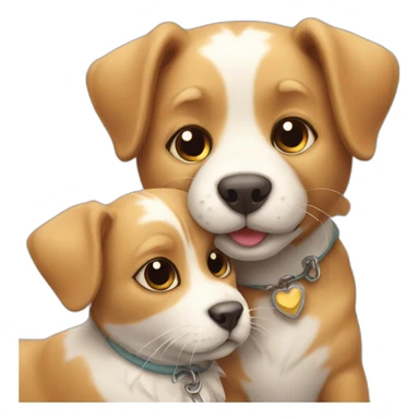 Cat and dog with love sticker