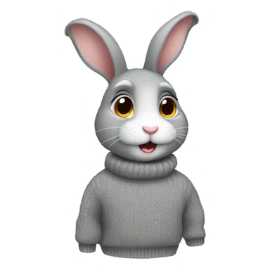 bunny wearing a grey sweater  sticker