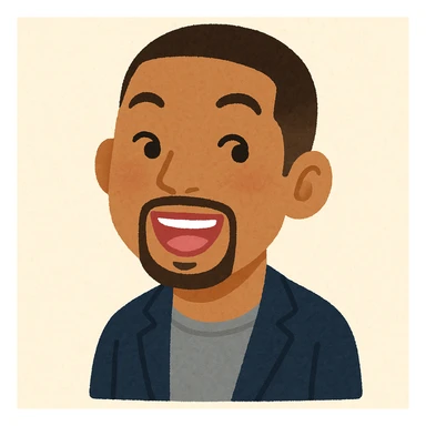 Will Smith's head in Irasutoya style, expressive face, clean lines, light background, playful look sticker