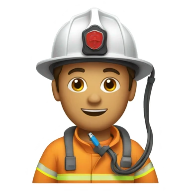 Firefighter holding a usb cable sticker