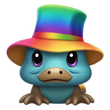 cute rainbow Platypus with hat  sticker