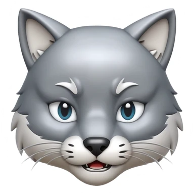 3D-style gray wolf or cat-like character emoji, big brain (4head meme) expression, clean and glossy, inspired by TenSquared logo sticker