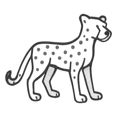 cheetah, hand drawn black outline style sticker