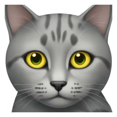 Gray cat with yellow green eyes  sticker