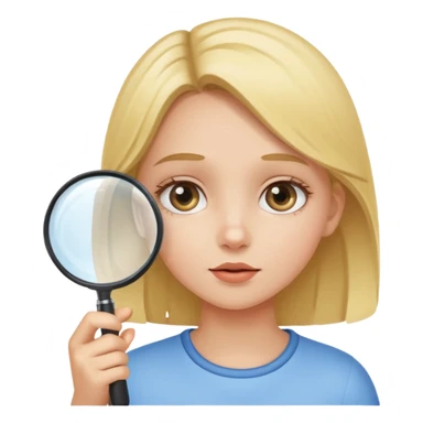 girl looking at something through a magnifying glass sticker