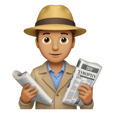 man holding rolled newspaper while walking sticker