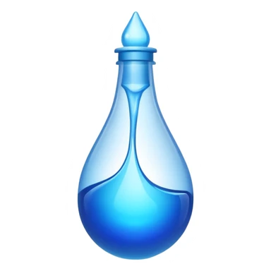 "Abstract logo symbol representing plastic blow molding, a drop of blue liquid plastic transforming into a solid bottle shape, futuristic, metallic texture, blue and silver gradient, white background, high definition app icon." sticker