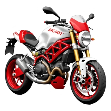 Ducati Monster S4RS motorcycle, simplified, red and white color scheme, iconic S4RS design sticker
