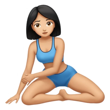 Tan woman with black hair hands and knees on floor arched back sticker