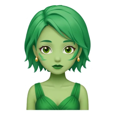green dress old character, green hair. sticker