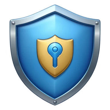 shield with a tick mark in the center all in blue-ish color sticker