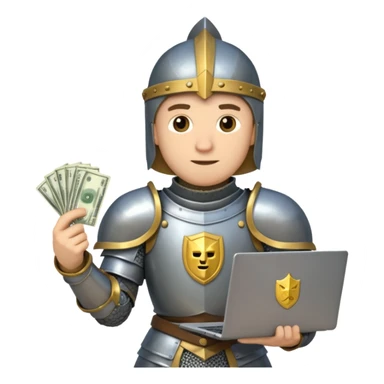 Knight with laptop and money sticker