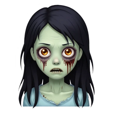 slightly scary zombie girl with long wispy black hair sticker