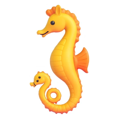 shiny and rounded seahorse in 3D emoji style sticker