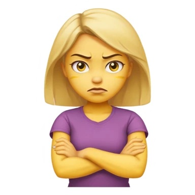 girl yellow angry face emoji with arms crossed over each other in front  sticker