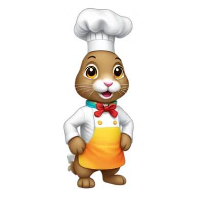 rainbow rabbit chef sticker