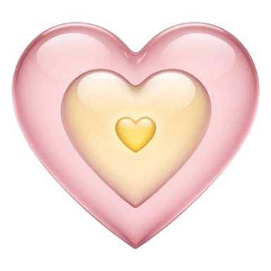 Glass heart in soft pink, beige and yellow pastel light sticker