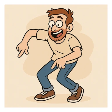 a cartoon man hitting the Griddy, mid-dance, fun expression sticker