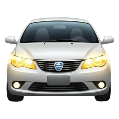 A car headlight, shining brightly with a focused beam of light, cutting through the dark, illuminating the road ahead. The light is intense and clear, often with a white or yellowish glow sticker