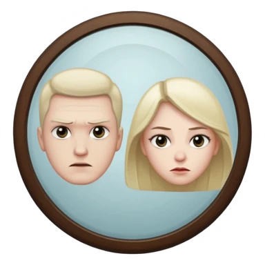 Man killer in mirror behind woman sticker