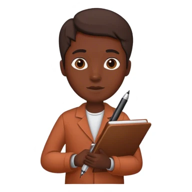 Open copybook and pen in dark terracotta color  sticker