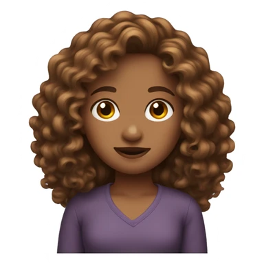 long browm curly hair girl sticker