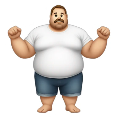 Fat man start fasting in white t-shirt sticker