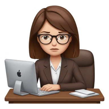 Uma mulher de cabelo castanho que é professora e um pouco brava a trabalhar no computador sticker