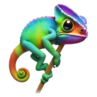 Rainbow Chameleon sits on a brush sticker