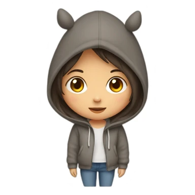 Fille Brune avec un sweat-capuche Totoro sticker