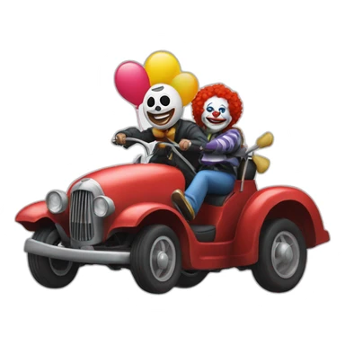 The funny death riding a clown car sticker