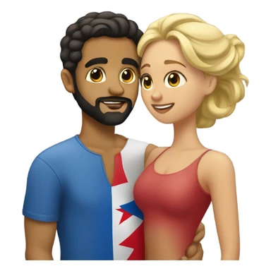 Puerto rican beard short hair with blonde girl kissing  sticker