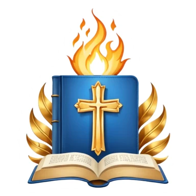 Seventh-day Adventist Church logo, stylized, with Bible, flames, and cross sticker